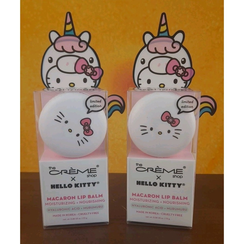 The Crème Shop x Sanrio‎ HELLO KITTY MACARON LIP BALM Sweet Sprinkles Set Of 2